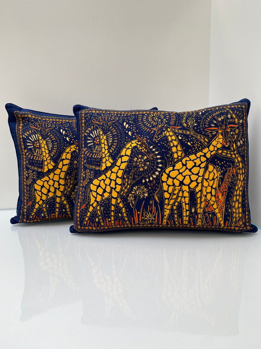 Dior Navy & Yellow Giraffe Pillow Set