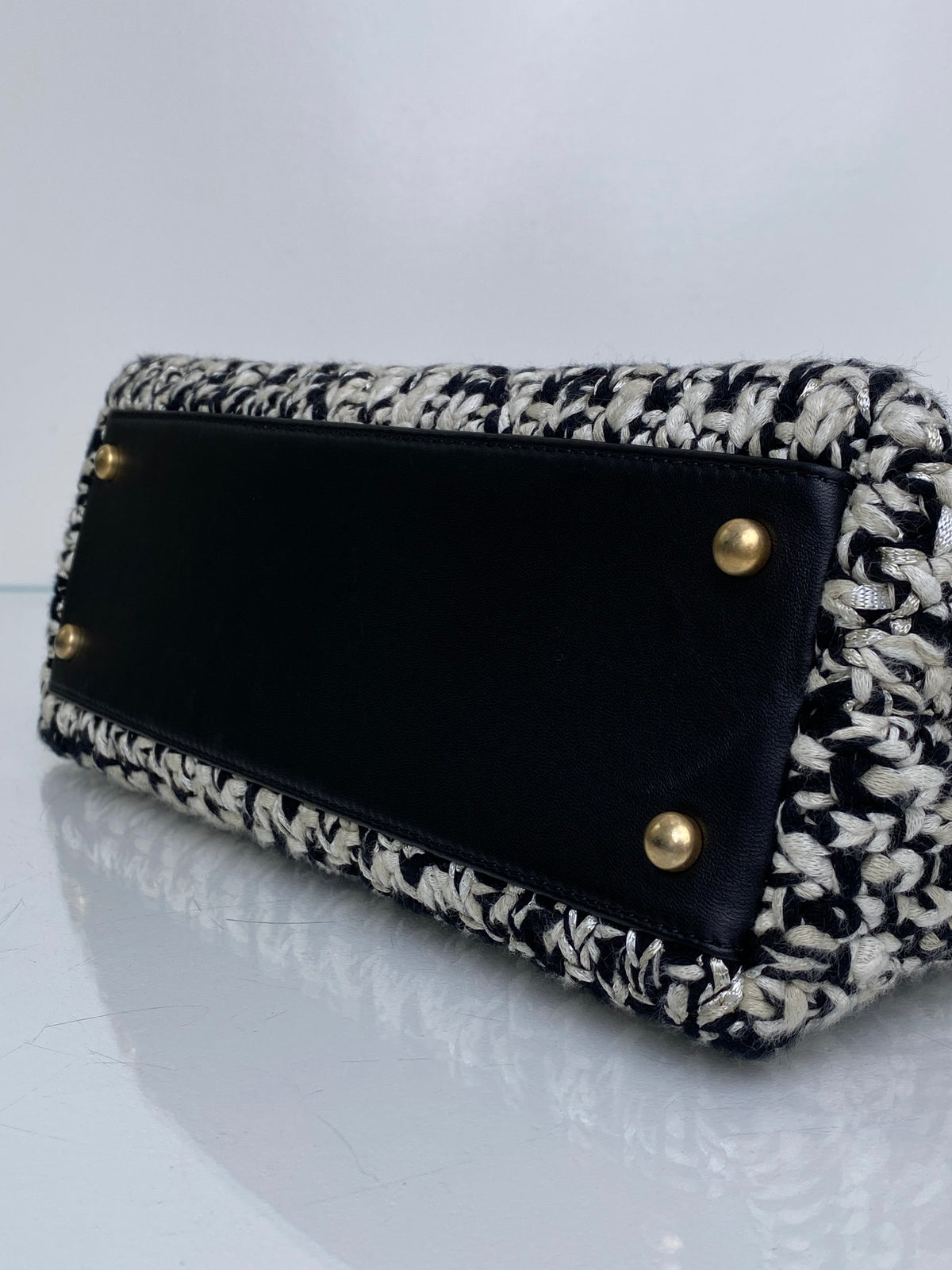 Chanel Cream & Black Crochet Coco Handle Bag GHW #25