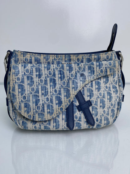 Dior Blue Oblique Kasuri Saddle Bag SHW