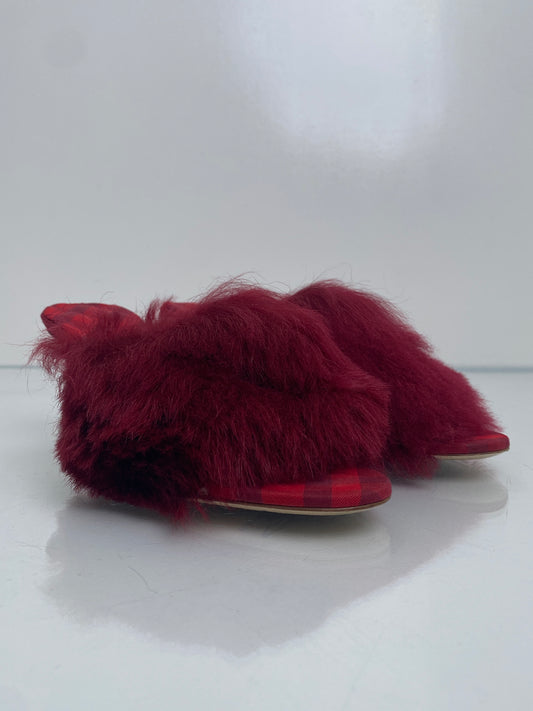 Burberry Red Fur Jackie Heels, 38
