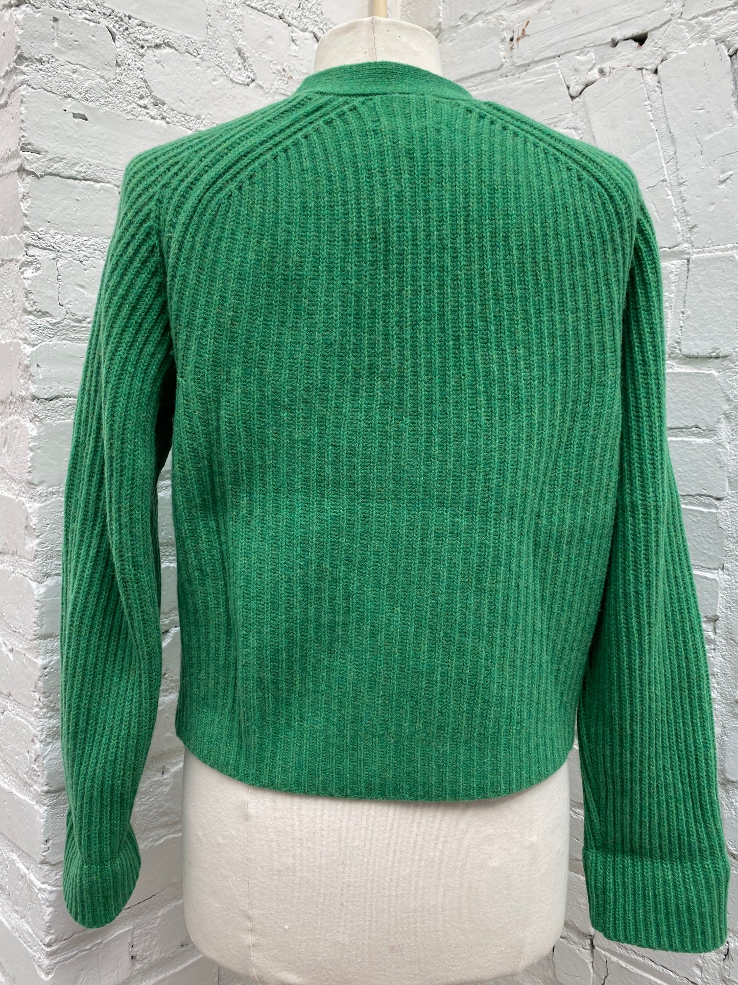 Ganni Green Ribbed Cardigan, S