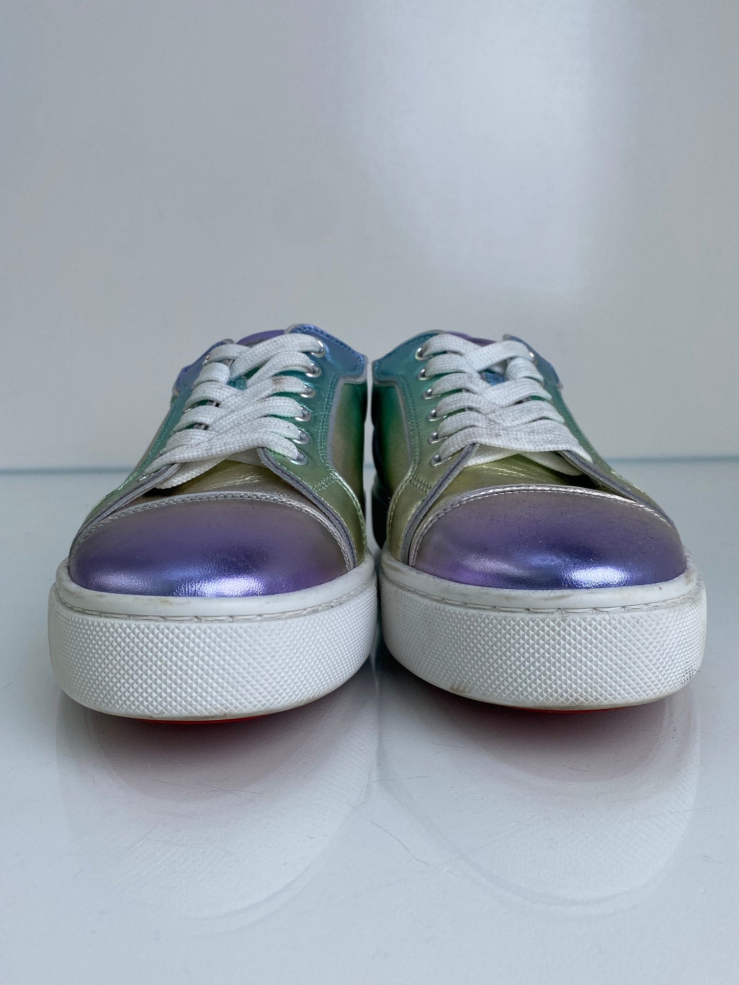 Christian Louboutin Green & Purple Metallic Vieririssima Sneakers, 39.5