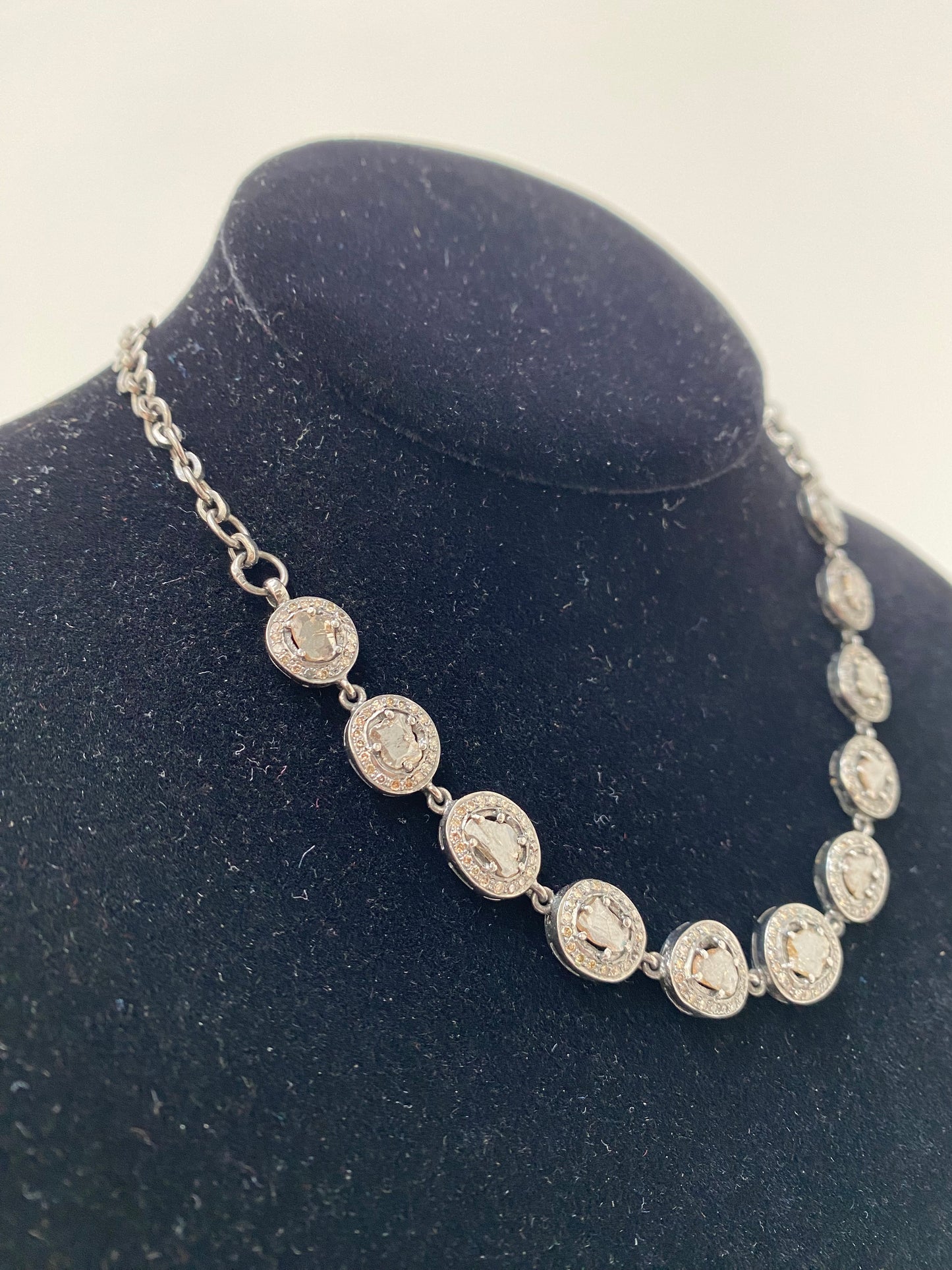 S. Carter Designs Sliced Diamond & Pave Gunmetal Necklace