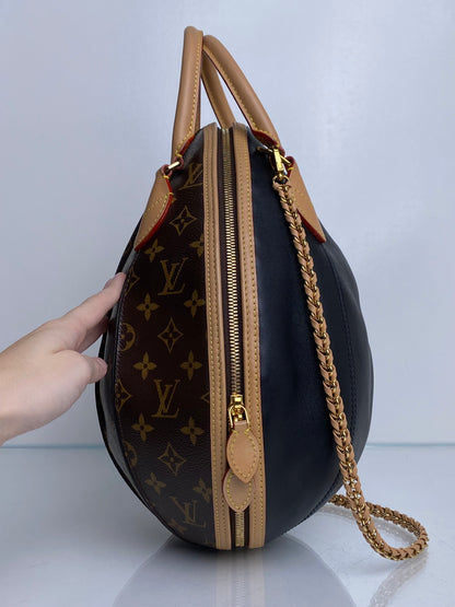 Louis Vuitton Monogram Canvas & Black Leather Egg Bag GHW