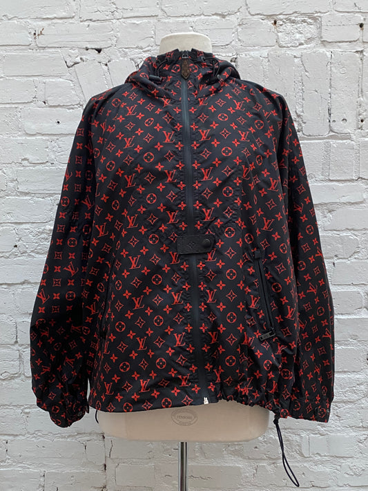 Louis Vuitton Red & Black Monogram Nylon Jacket, 40