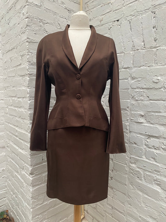 Thierry Mugler Vintage Brown Suit Jacket & Skirt, 40