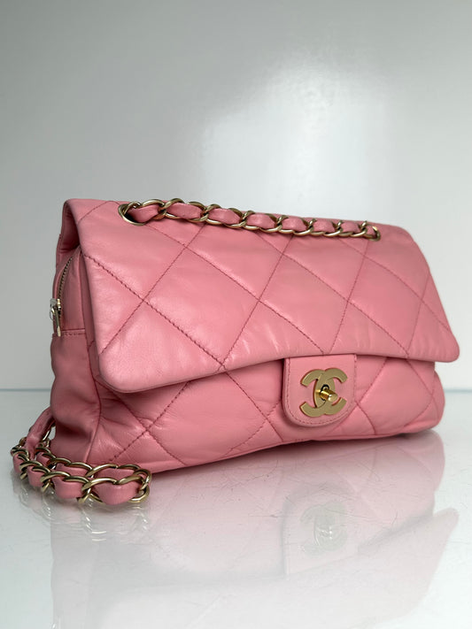 Chanel Pink Quilted Lambskin Flap Camera Bag GHW #08
