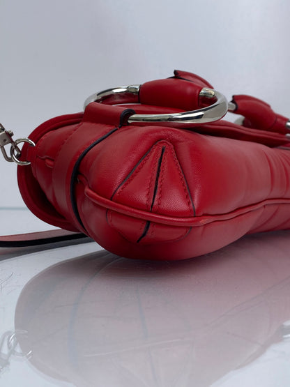 Gucci Red Napa Vertical Horsebit Clutch Bag SHW