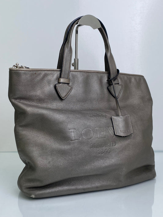 Loewe Metallic Silver Logo Tote SHW (As Is)