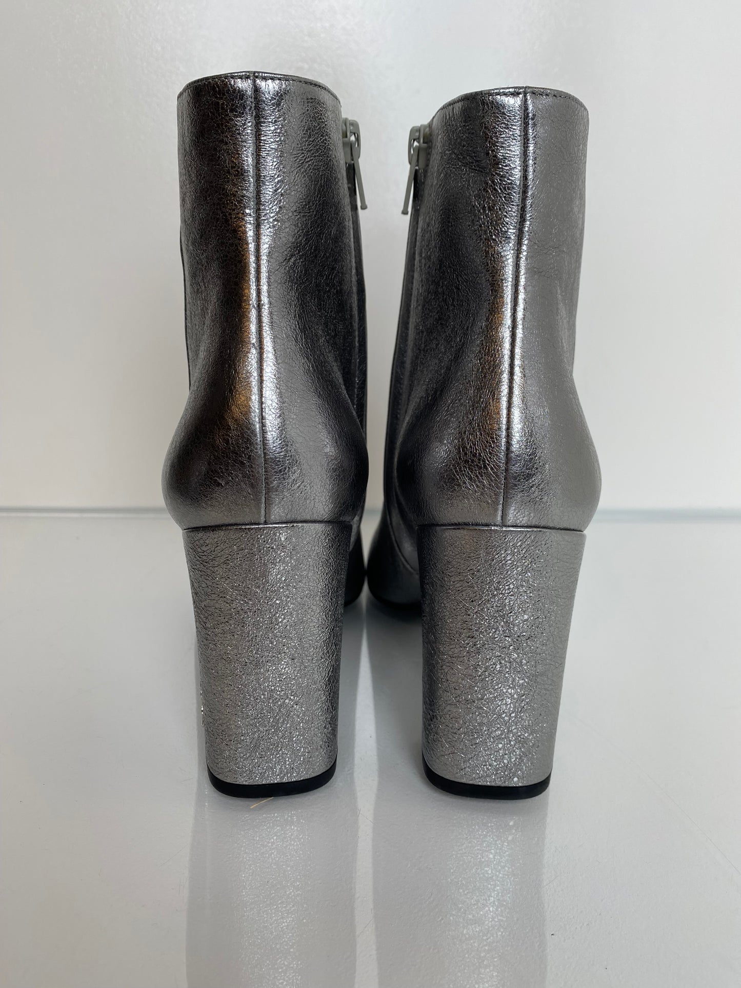 Saint Laurent Silver Metallic Booties, 39