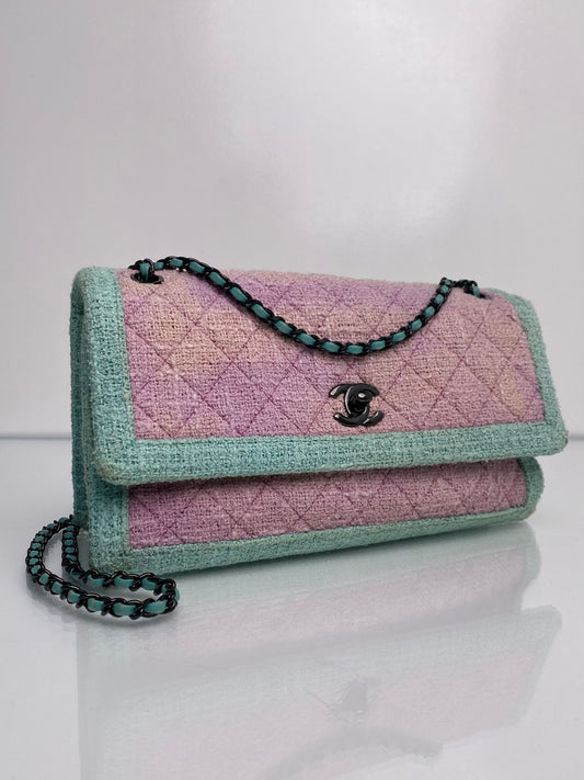 Chanel Pink & Green Terry Cloth Flap Bag