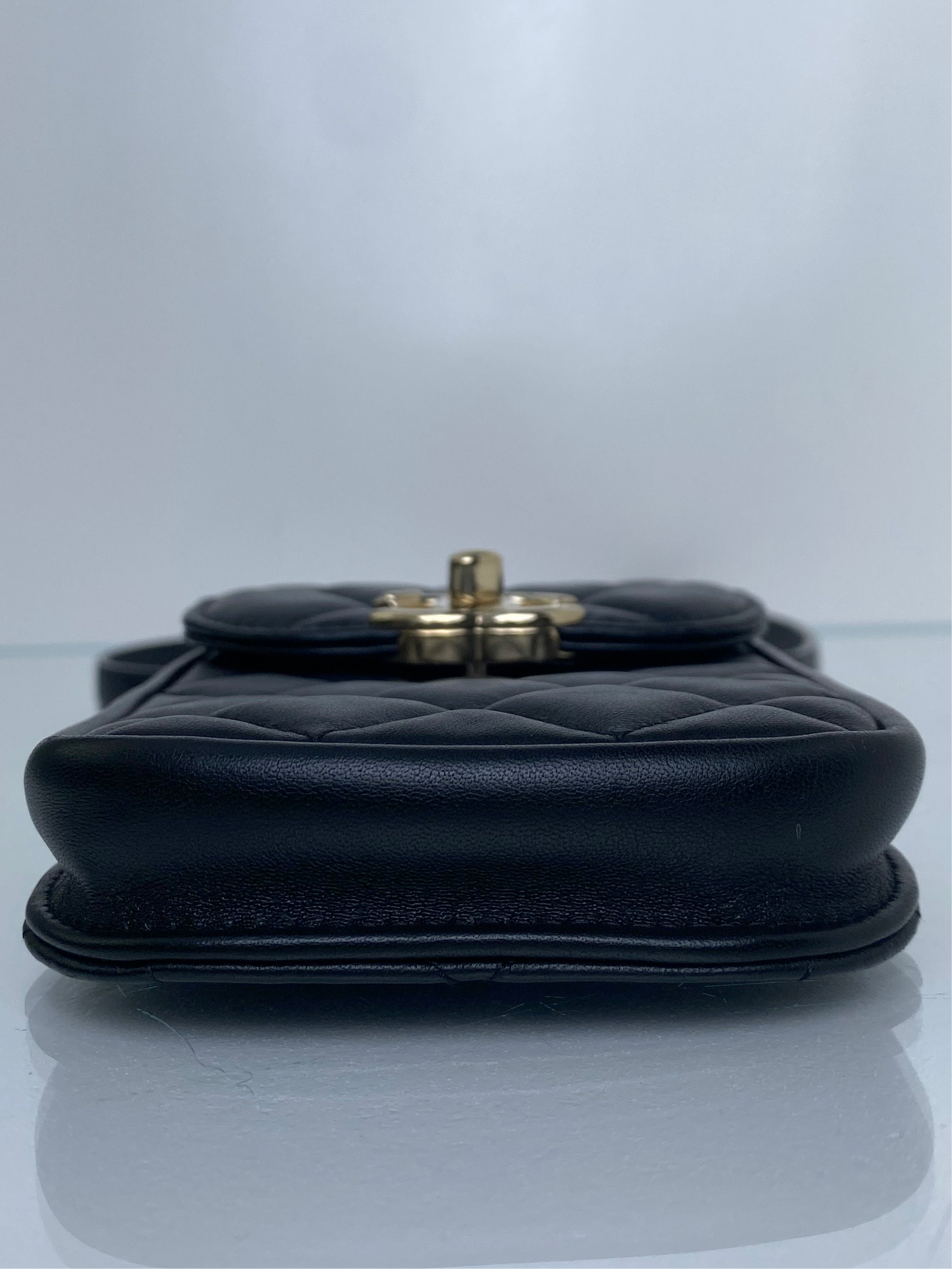 Chanel Black Lambskin Quilted Phone Holder