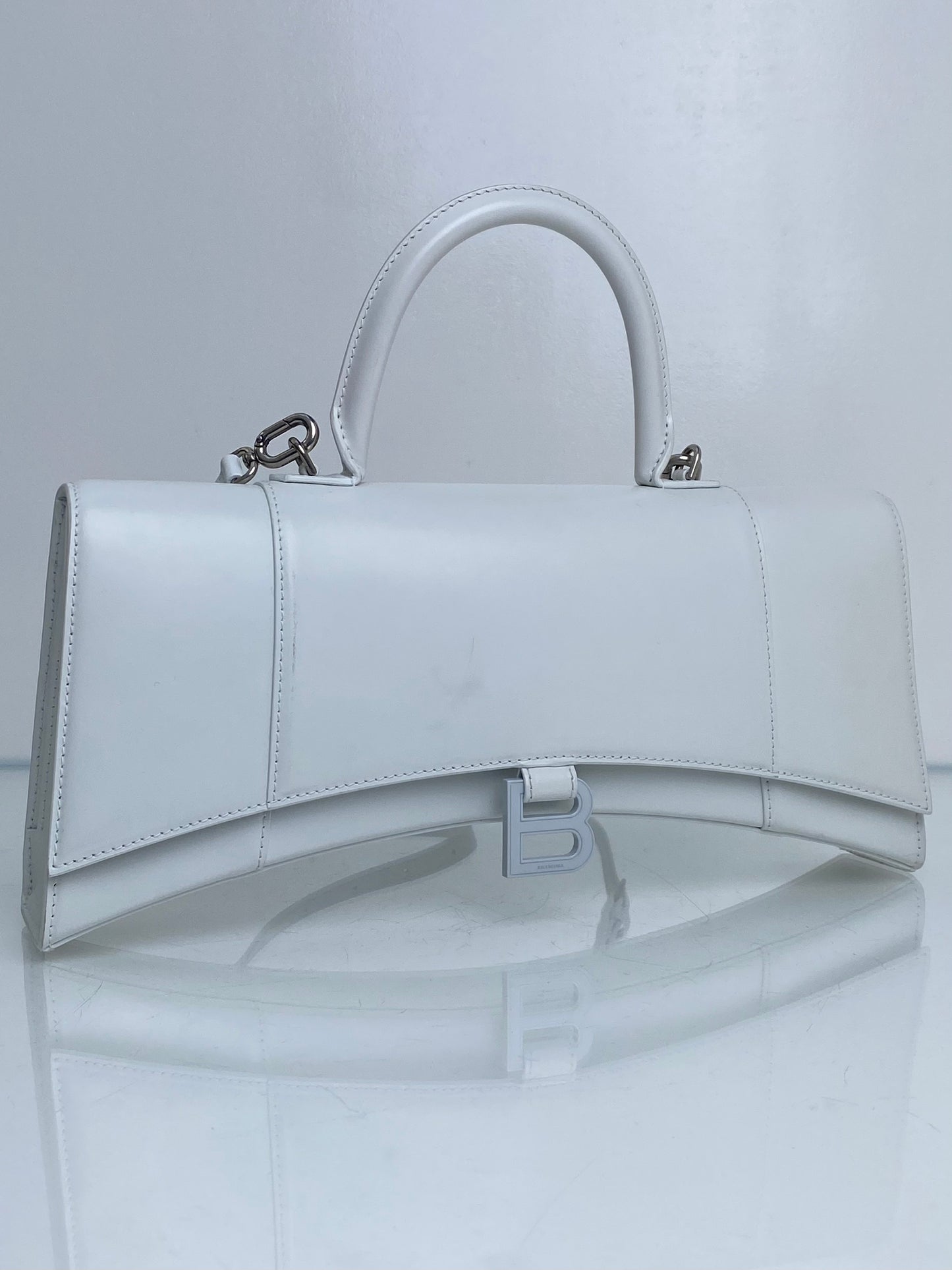 Balenciaga White Hourglass Stretch Bag SHW