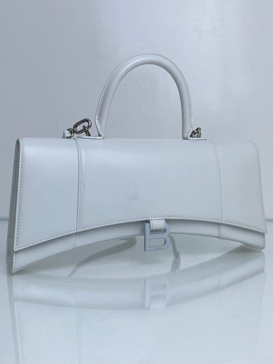 Balenciaga White Hourglass Stretch Bag SHW