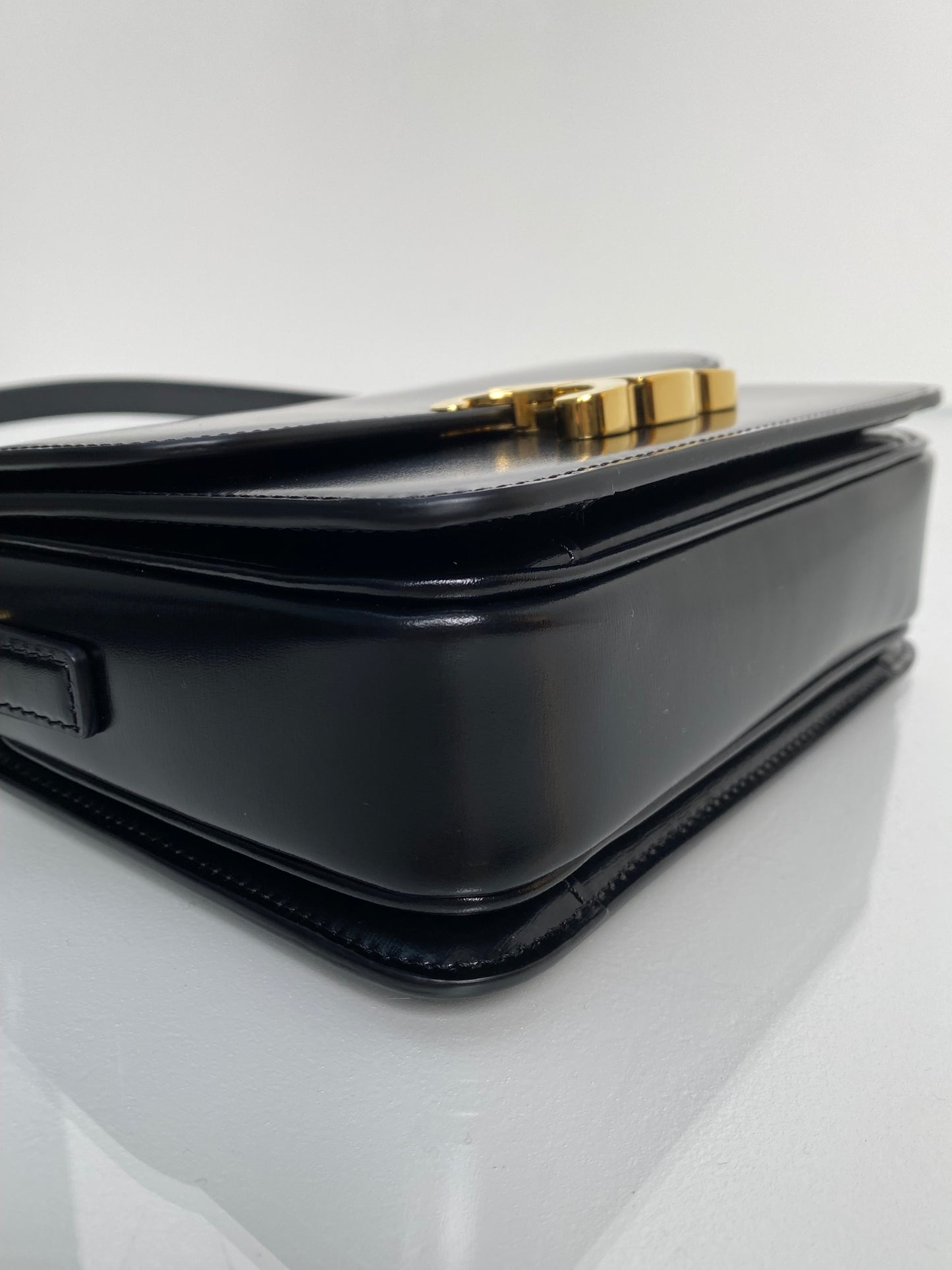 Celine Black Shiny Calfskin Teen Triomphe Bag GHW