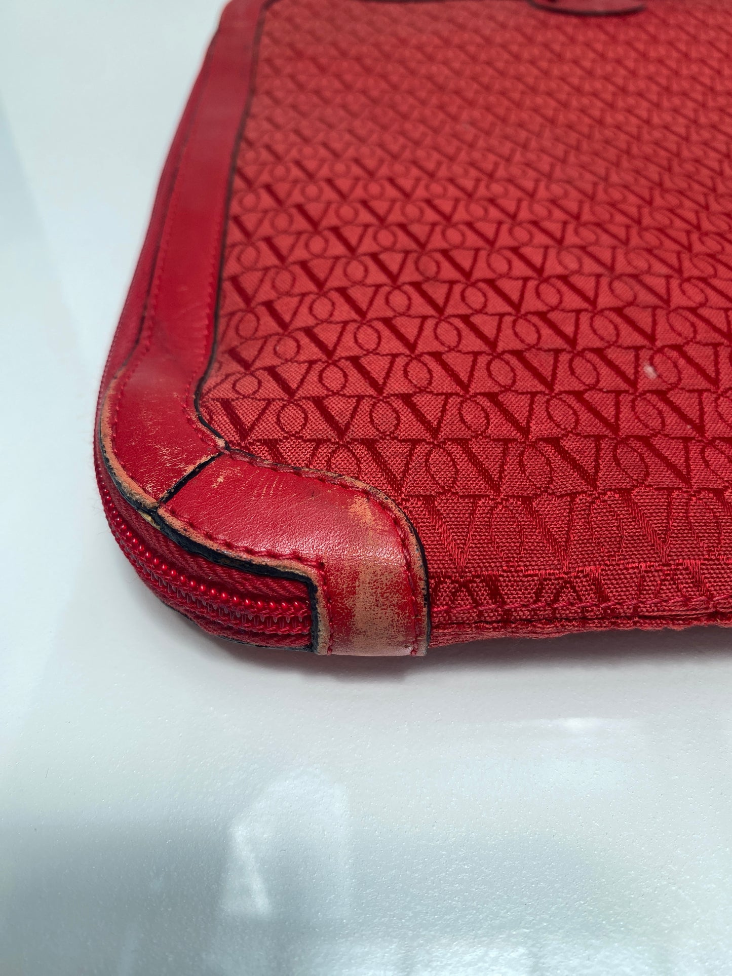 Valentino Red Canvas Briefcase