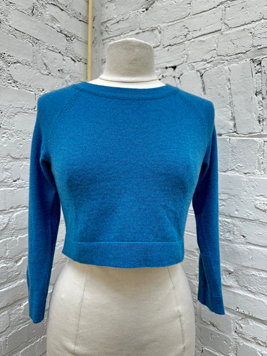 Chanel Blue Cropped Sweater, 36