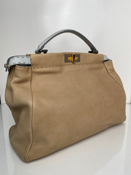 Fendi Beige & Grey Peekaboo Tote Bag TTHW