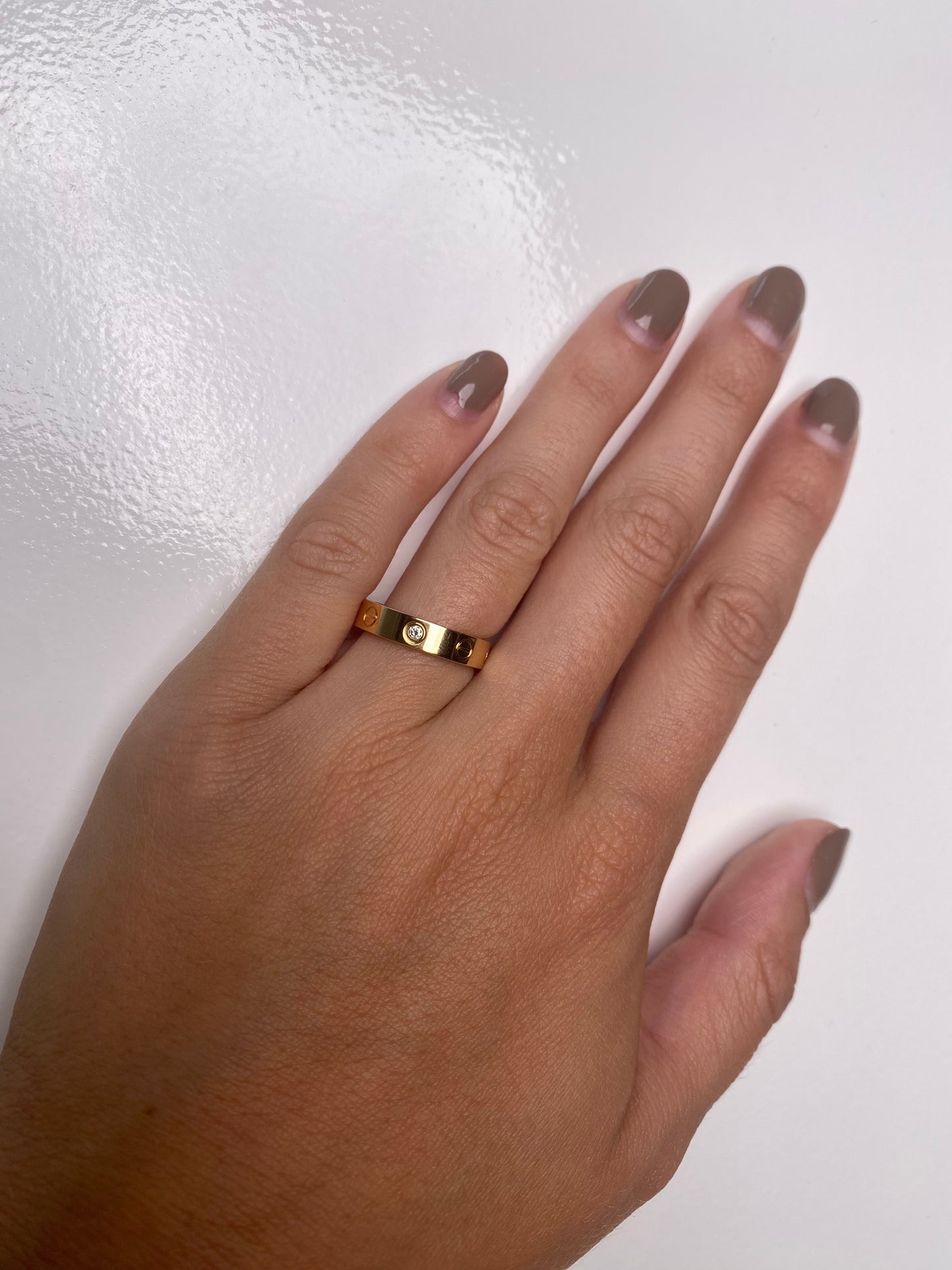 Cartier Love Ring 18KY 1 Dia, 5, 50