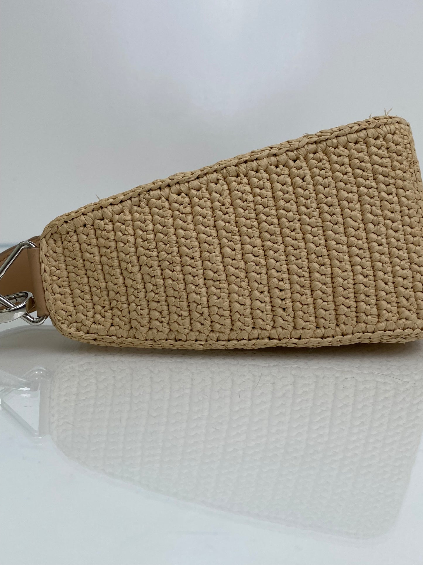 Prada Tan Raffia Logo Triangle Bag SHW