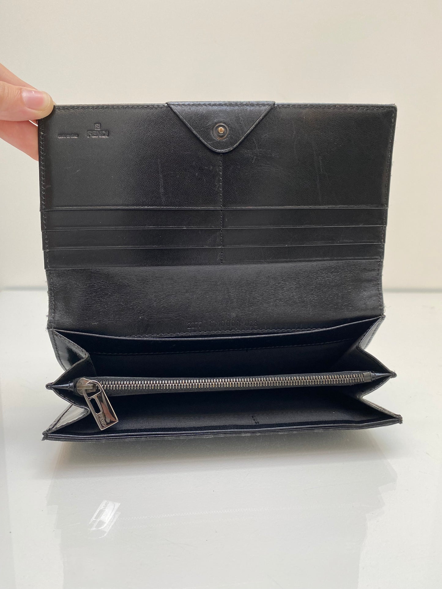 Fendi Black Canvas Zucca Print Snap Wallet