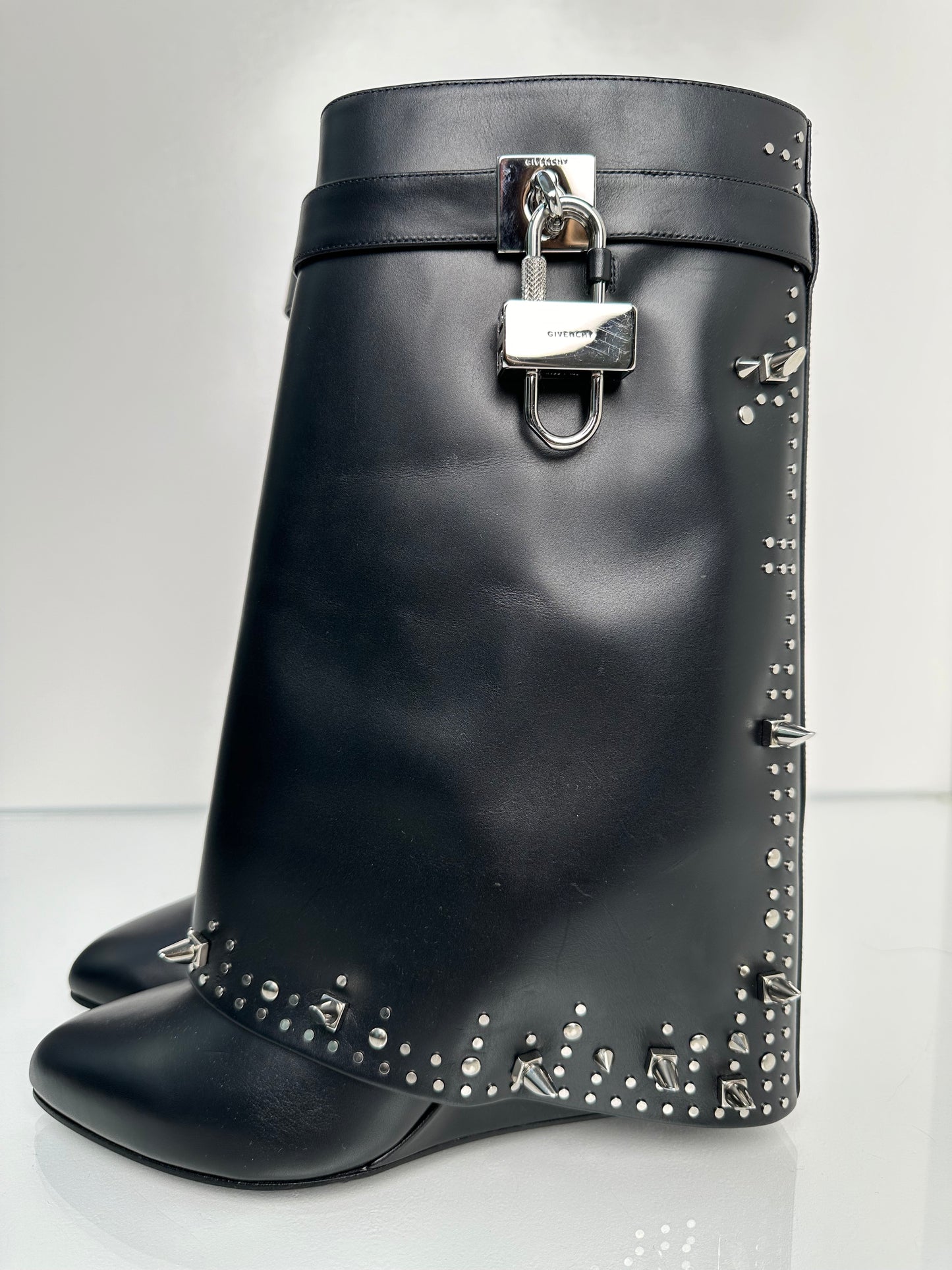 Givenchy Shark Lock Short Studded Black Boots 42