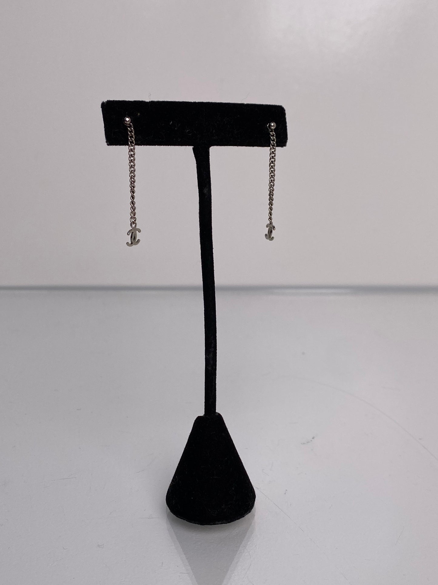 Chanel Silver CC Dangle Earrings