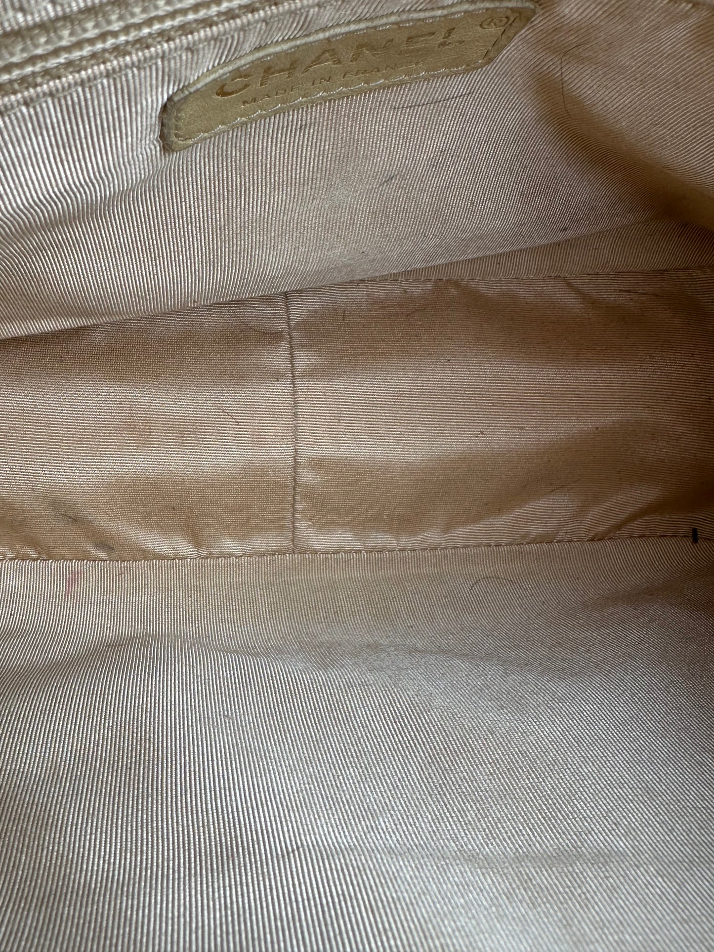 Chanel Vintage Beige Petite Calfskin Shopping Tote Bag GHW