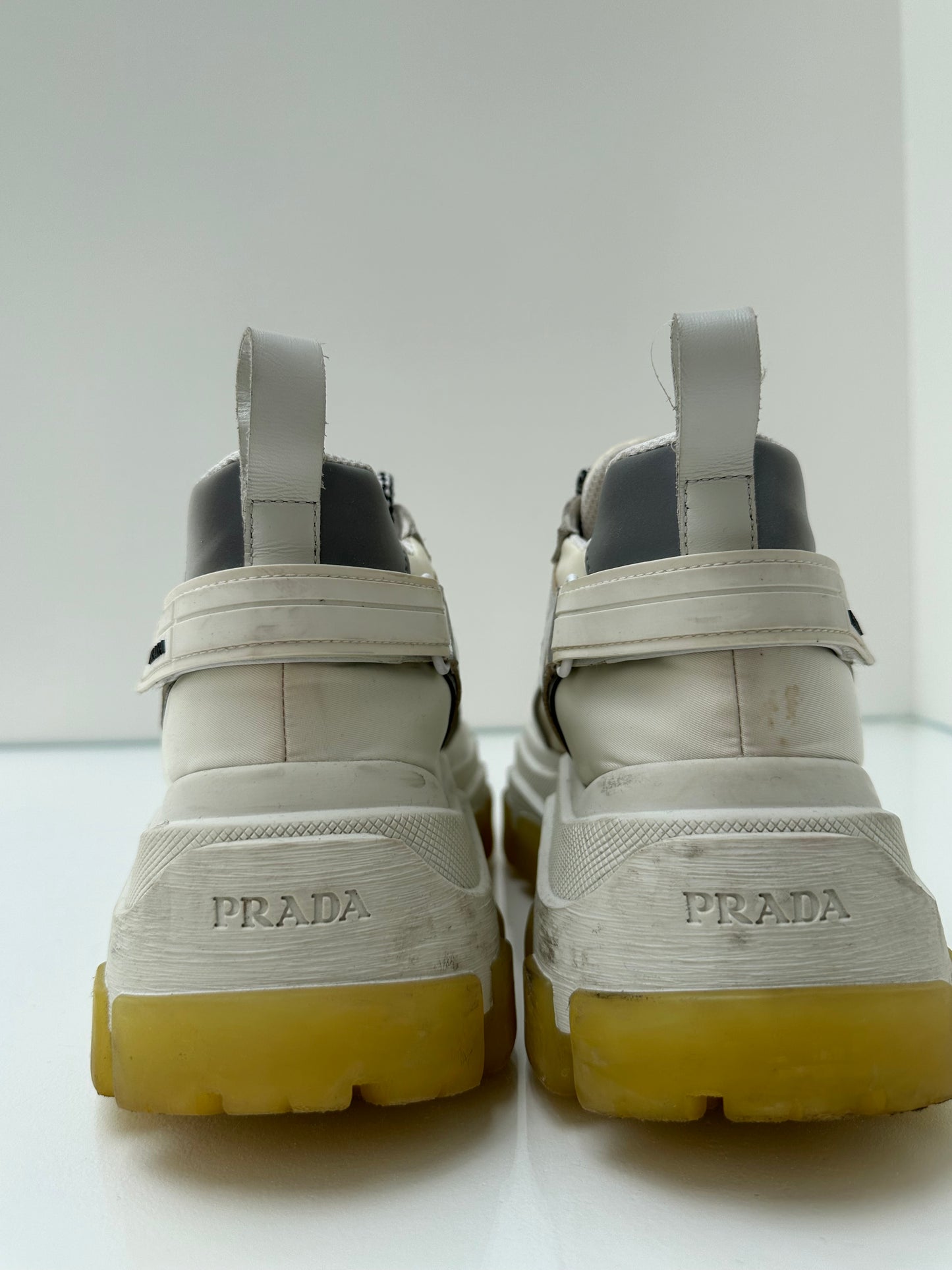 Prada Cream & Silver Chunky Sneakers, 38