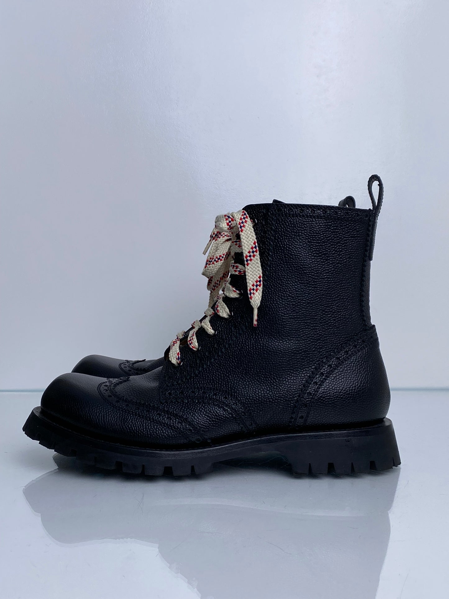 Gucci Black Leather Combat Boots, 8.5M