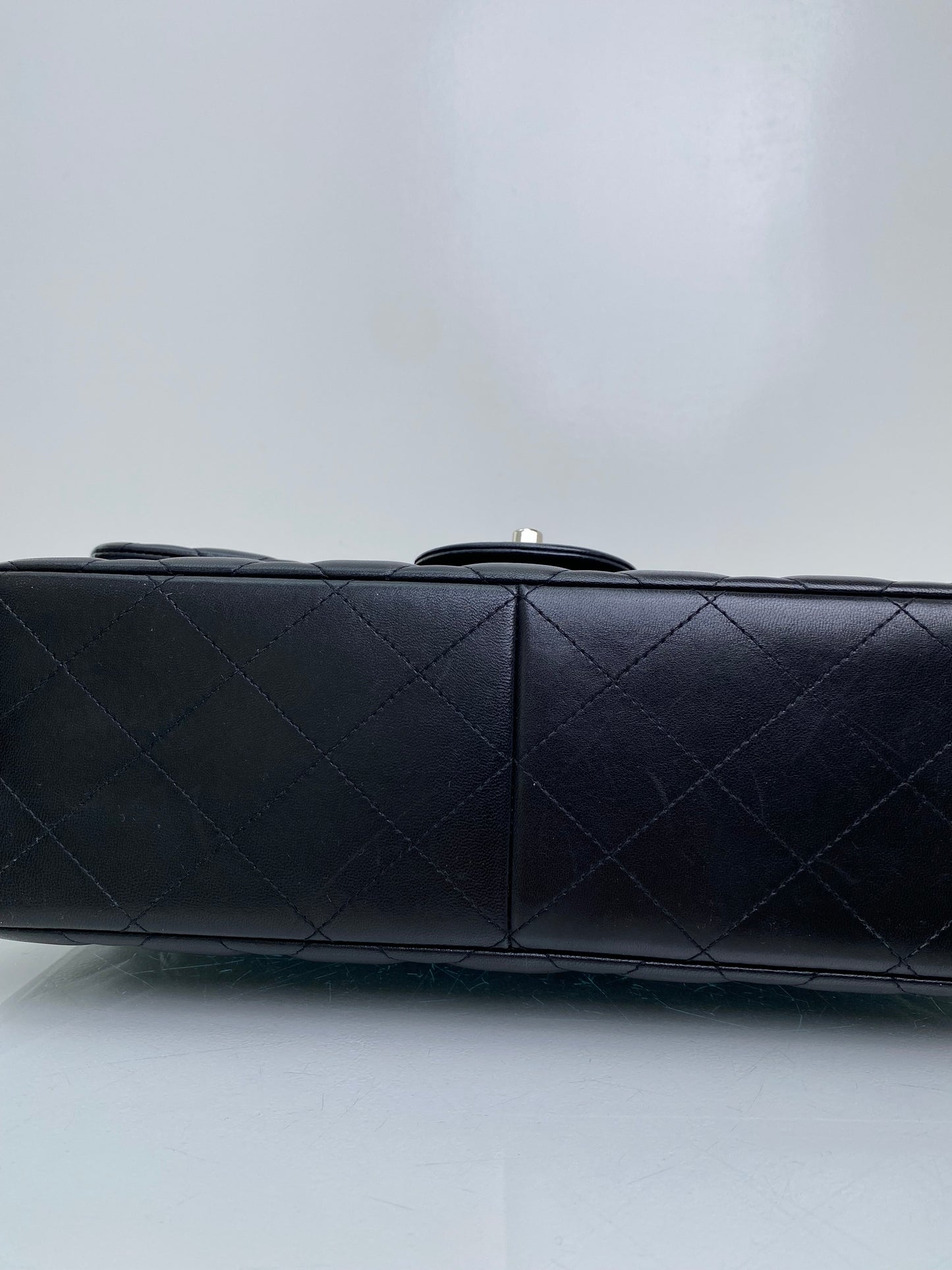 Chanel Black Classic Jumbo Lambskin Double Flap Bag SHW #19