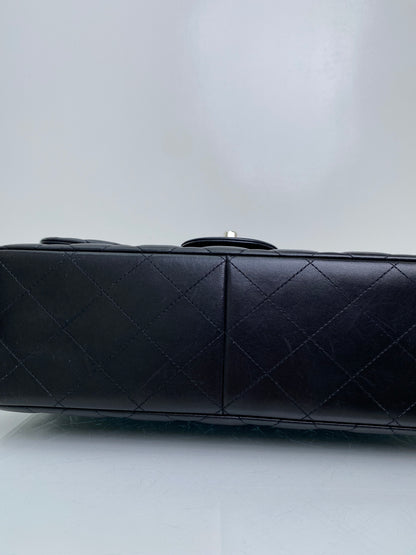 Chanel Black Classic Jumbo Lambskin Double Flap Bag SHW #19