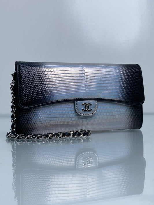 Chanel Iridescent Ombre Lizard Wallet On Chain SHW #22