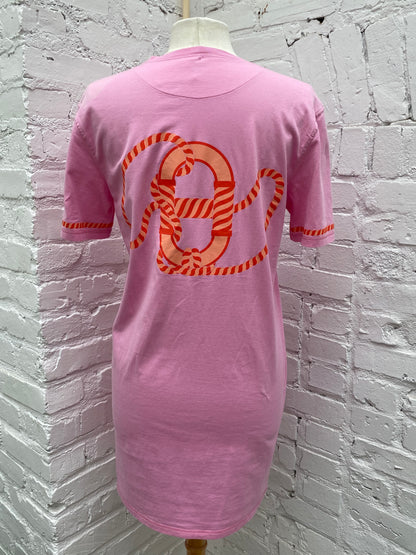 Hermes Light Pink & Orange T-Shirt Dress, 38 (As Is)