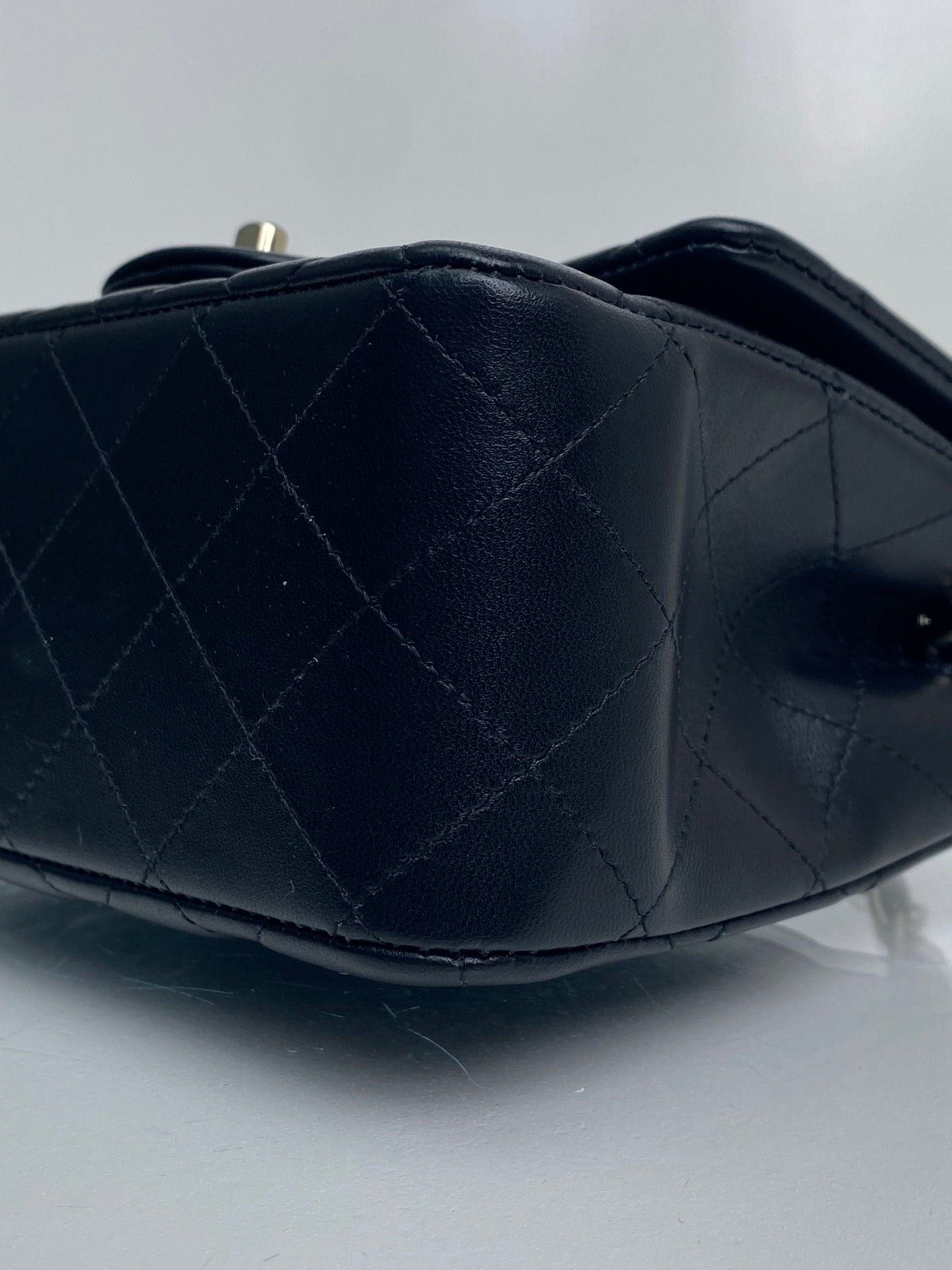 Chanel Black Quilted Lambskin Square Classic Single Flap Mini Bag LGHW