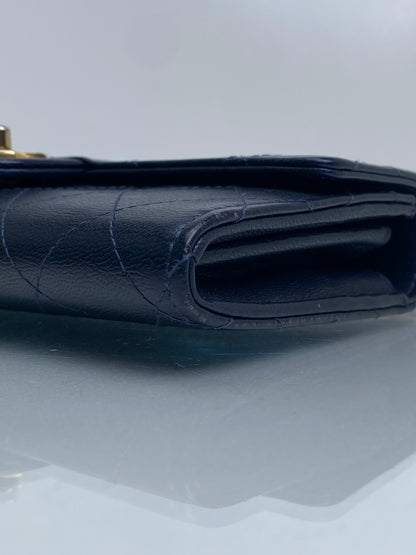 Chanel Vintage Navy Lambskin Chic Pearl Clutch GHW