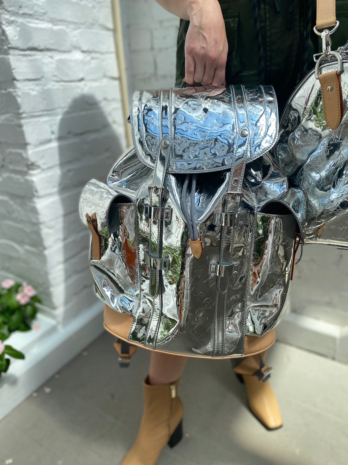 Louis Vuitton Silver Mirrored Backpack