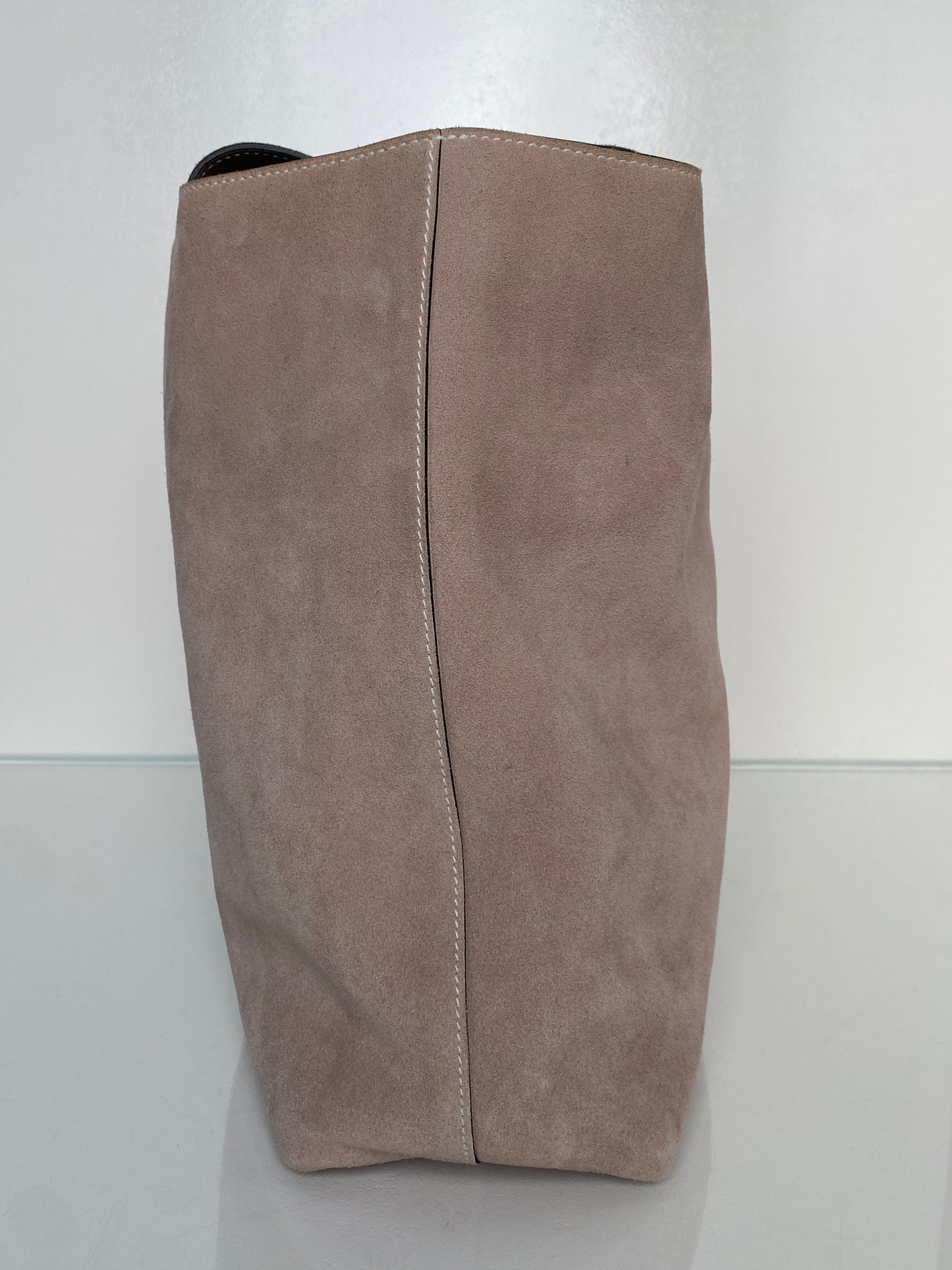 Hermes Double Sens 45 Reversible Suede Taupe Tote