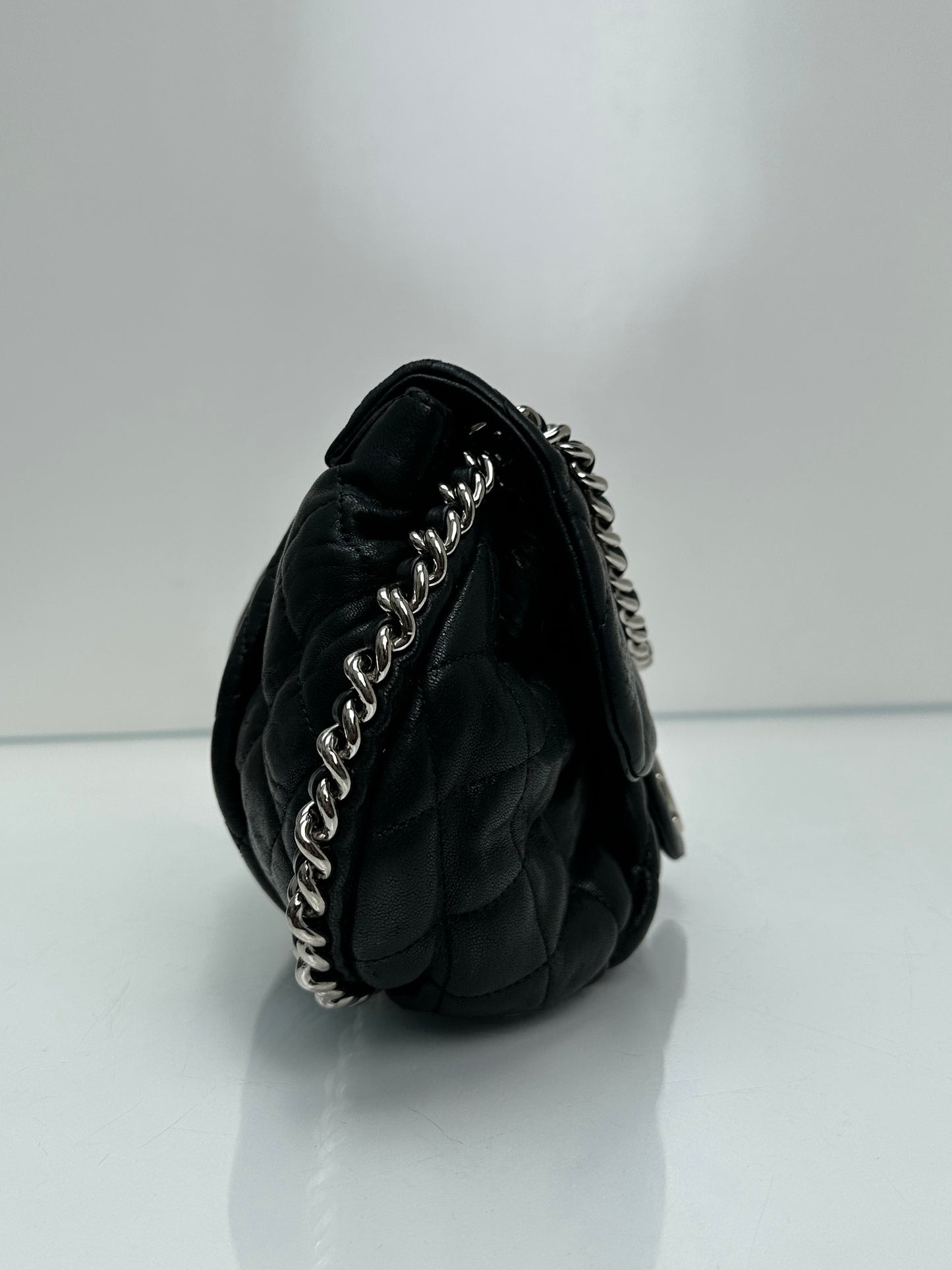 Chanel Black Quilted Chain Around Flap Crossbody Bag SHW