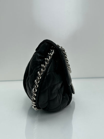 Chanel Black Quilted Chain Around Flap Crossbody Bag SHW