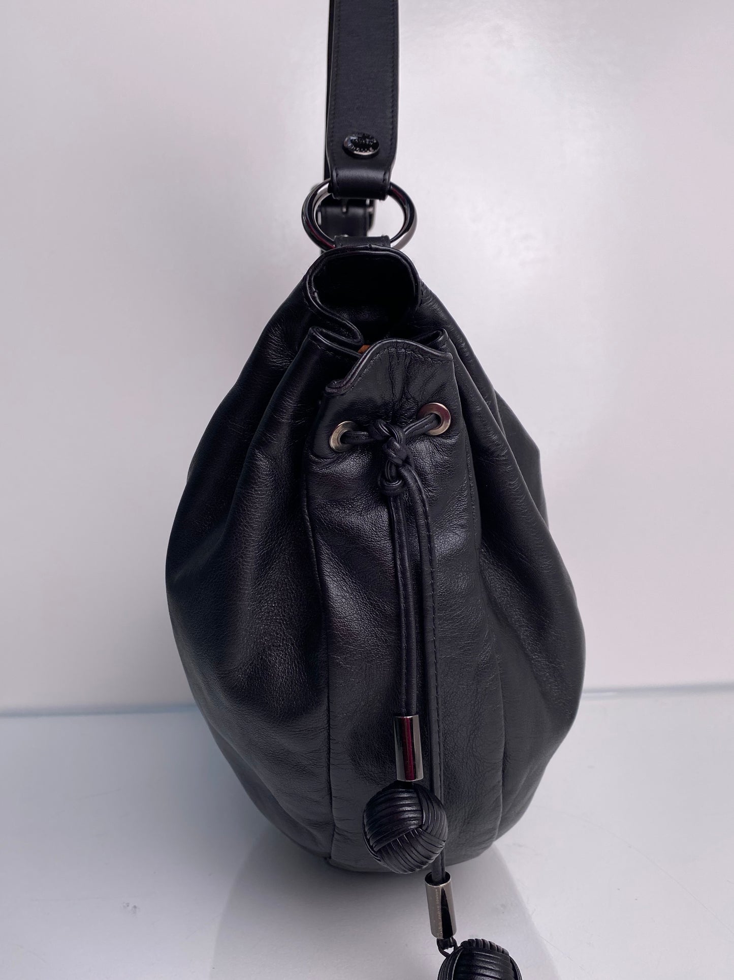 Tanner Krolle Black Leather Shoulder Bag