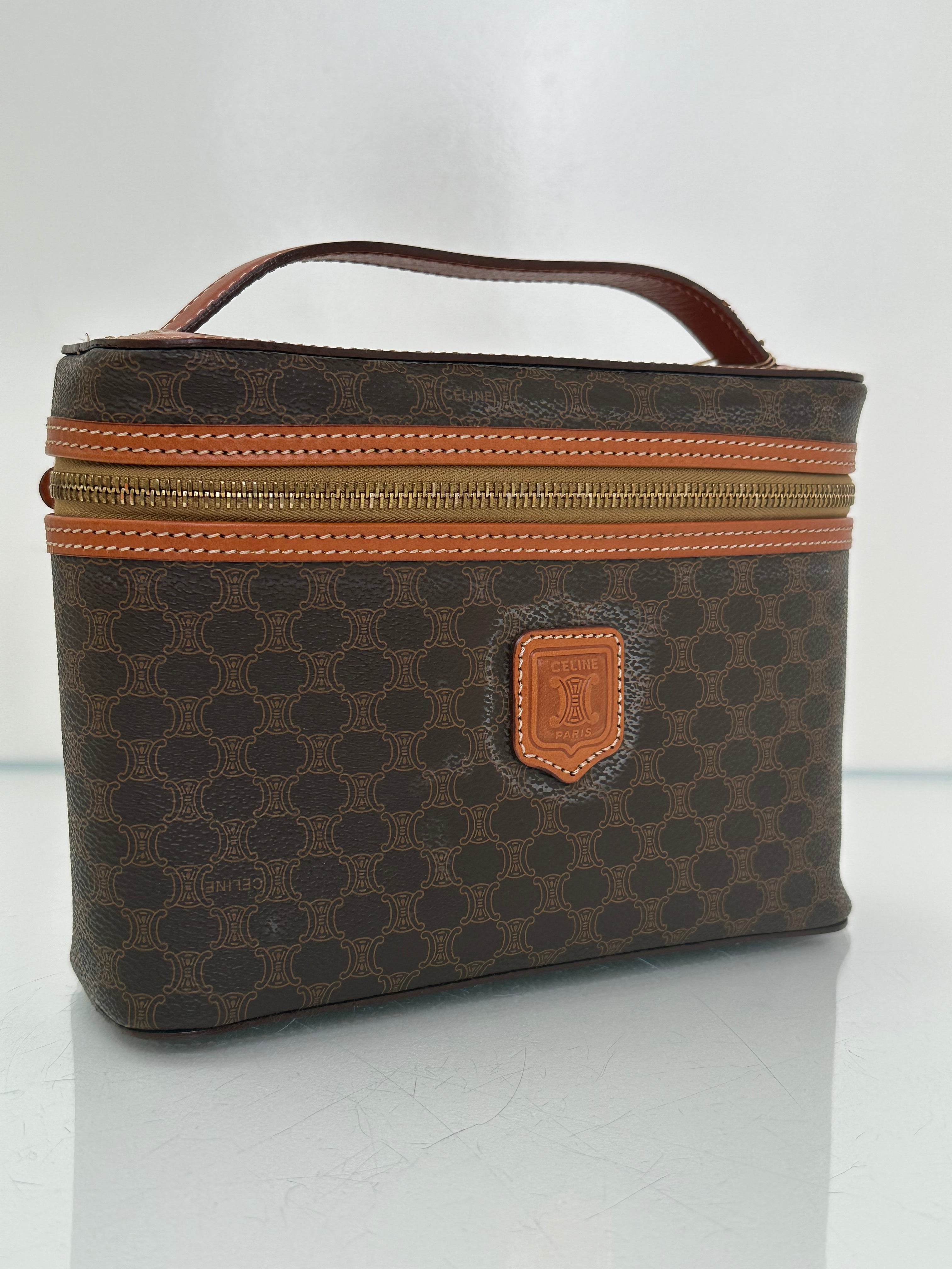 希少✨Vintage Celine Vanity Bag Macadam Celine Canvas Macadam East/West Vanity Bag GHW
