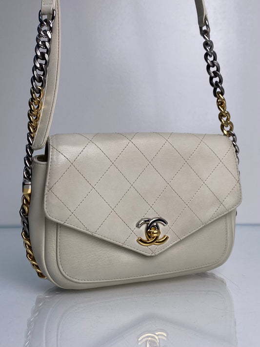 Chanel Precious Union Cream Calfskin Crossbody Two Tone Hardware