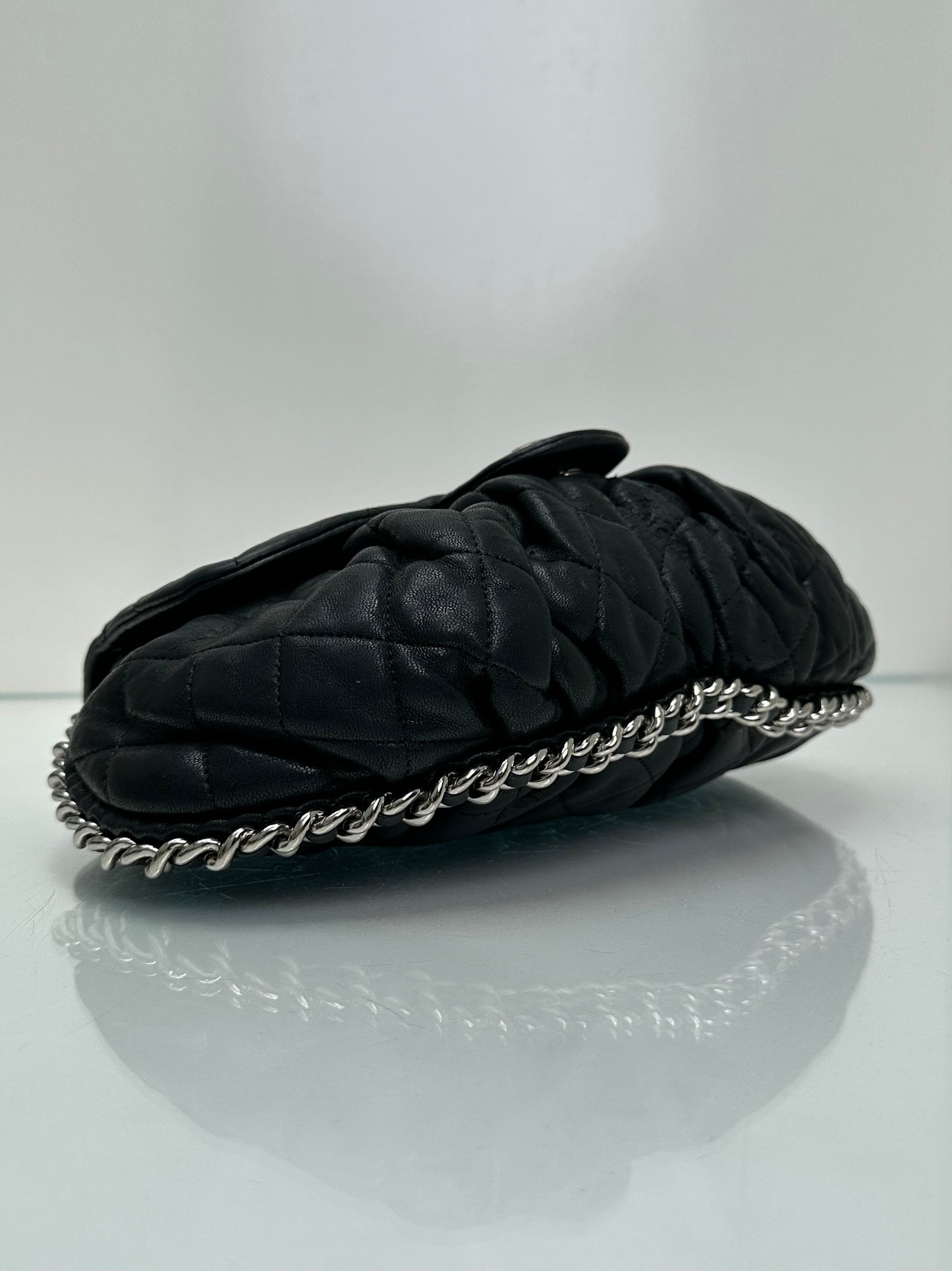 Chanel Black Quilted Chain Around Flap Crossbody Bag SHW