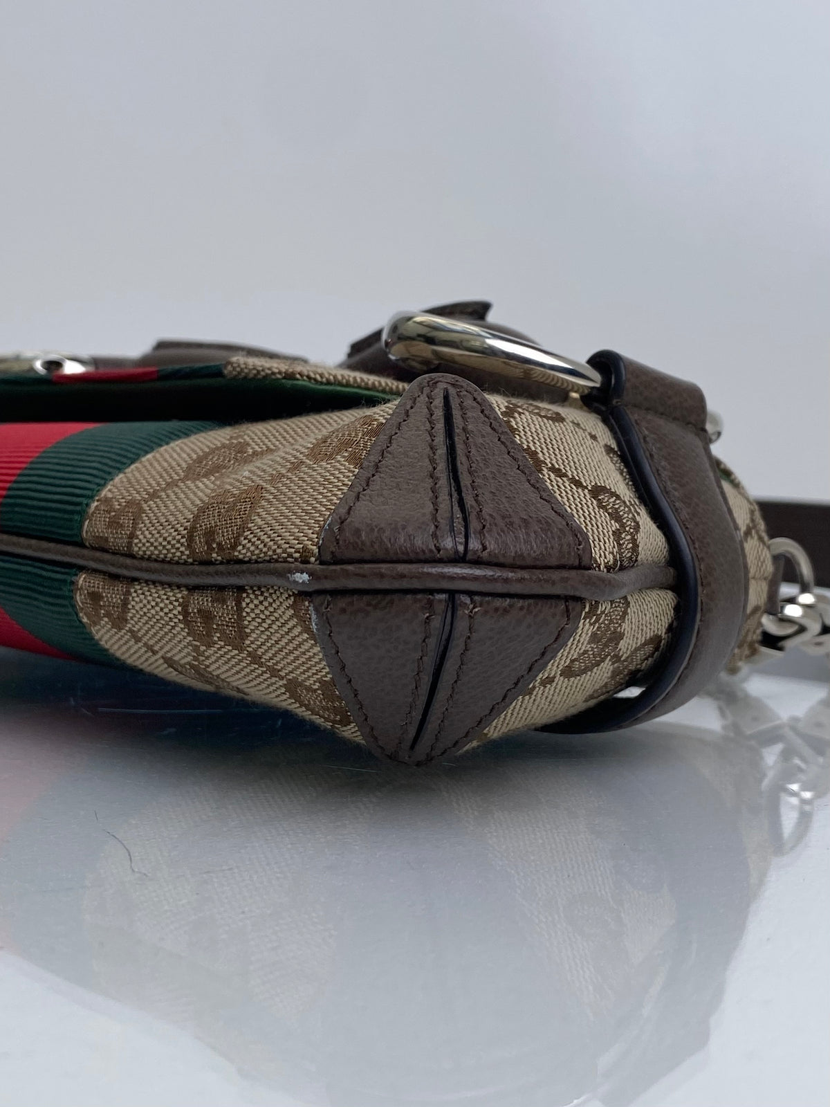 Gucci Supreme & Web Stripe Horsebit GG Small Shoulder Bag SHW