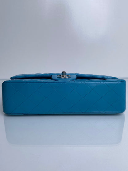 Chanel Classic Double Flap Turquoise Lambskin Bag SHW