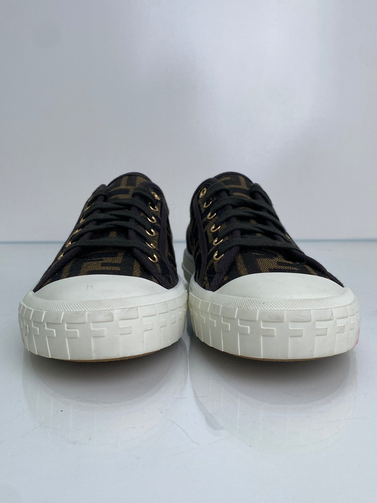 Fendi FF Logo Brown Sneakers, 39