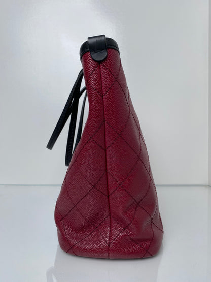 Chanel Burgundy & Black Quilted Tote Bag SHW