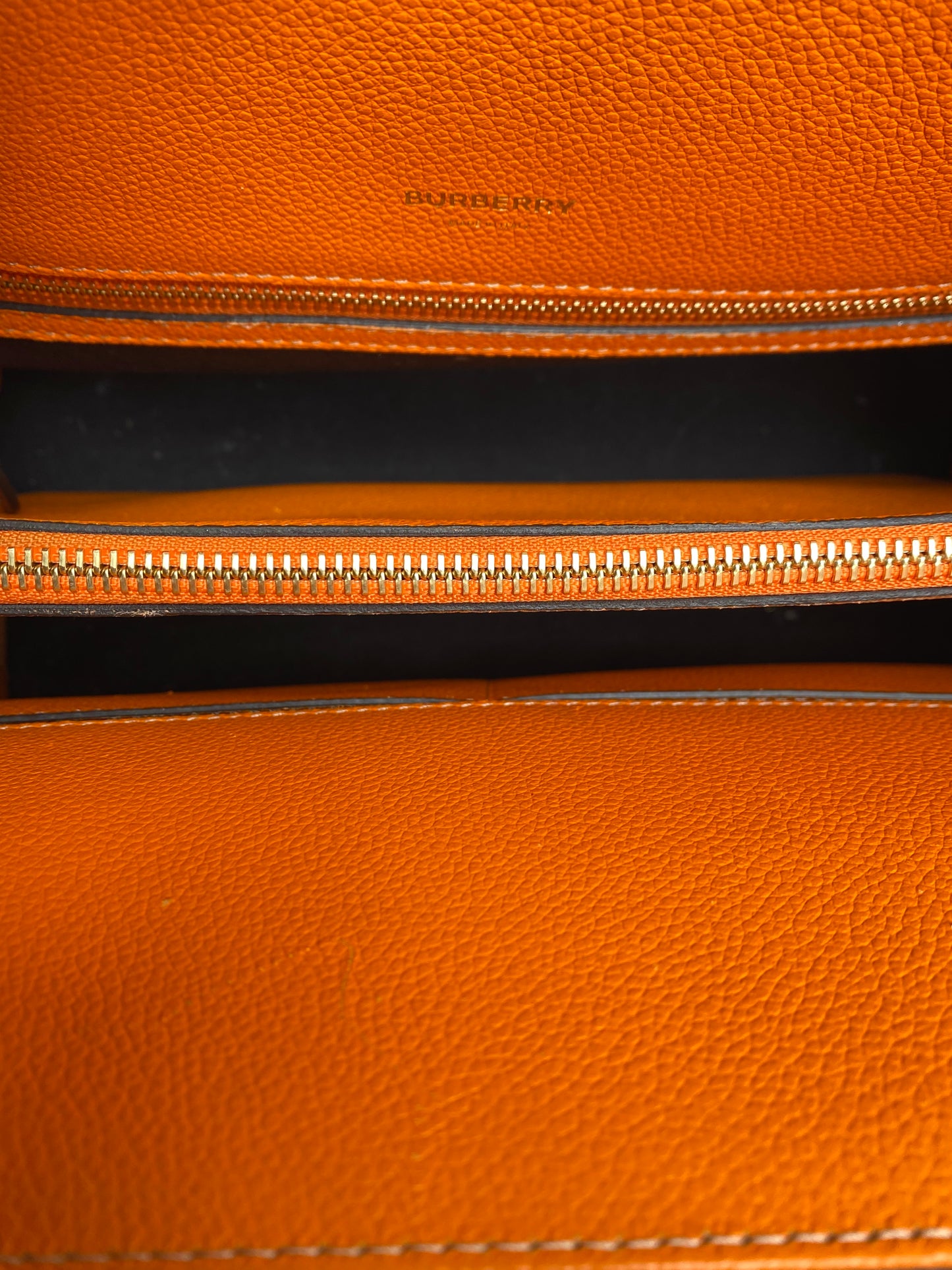 Burberry Brown & Orange Contrast Stitch Tote Bag GHW