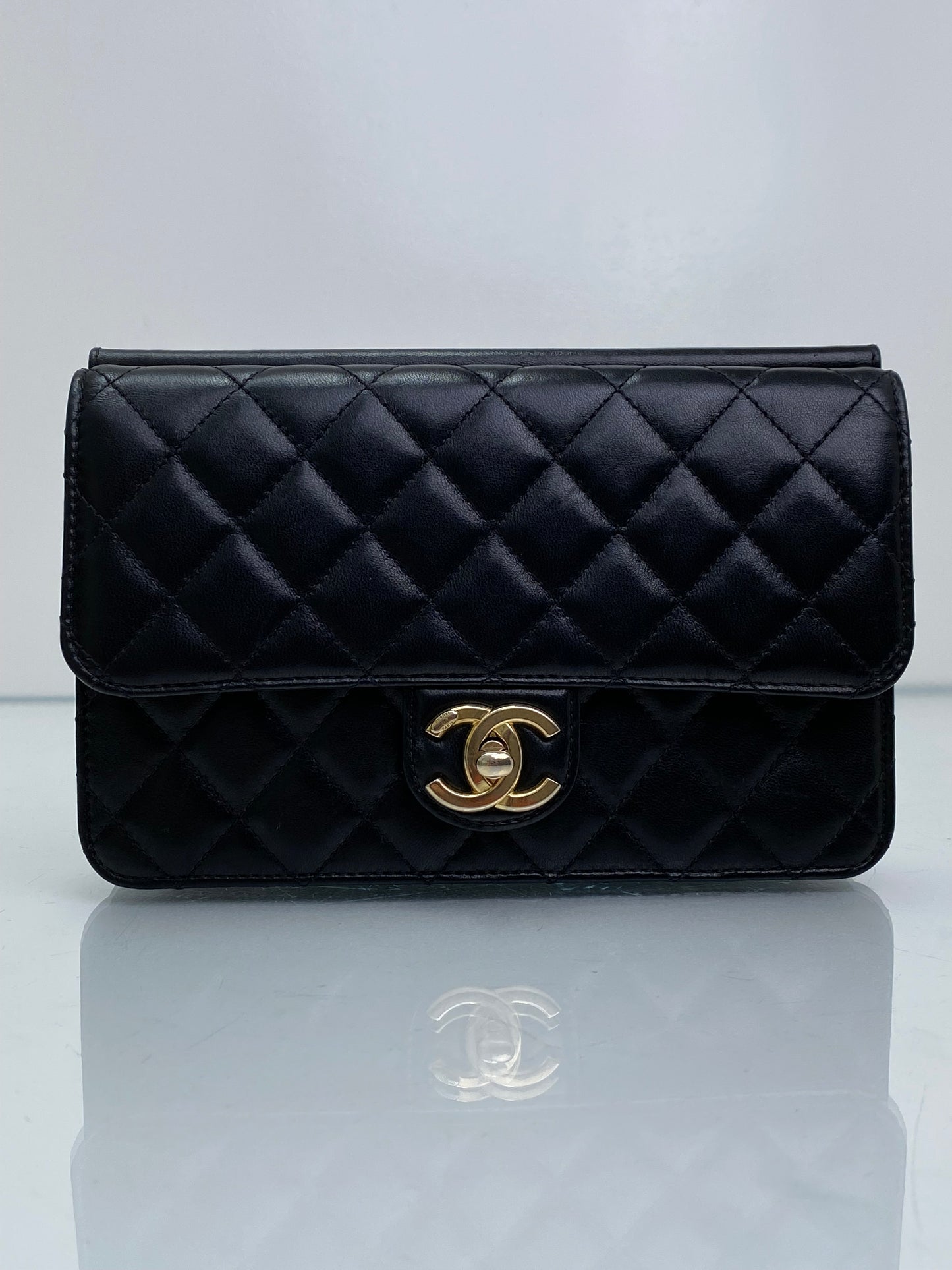 Chanel Vintage Black Crossing Times Flap Bag Quilted Lambskin GHW #18